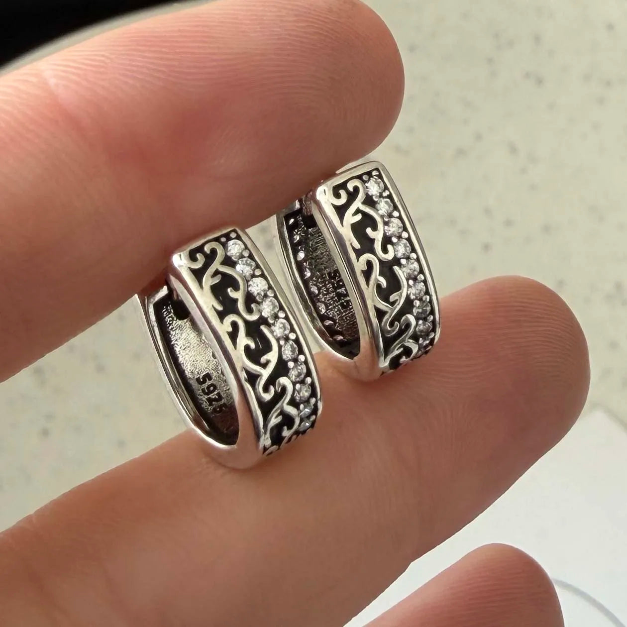 S925 Retro Zircon Earring