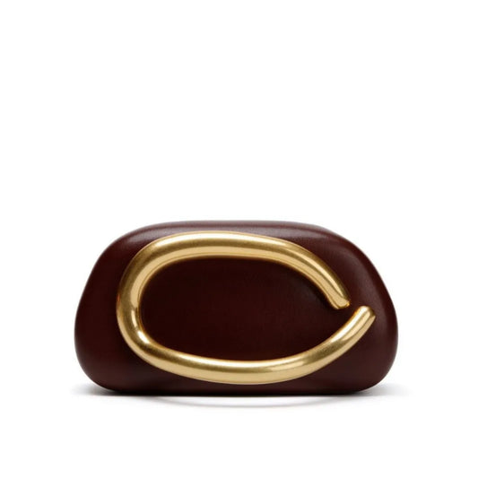 Gold Closure Box Clutch Bag