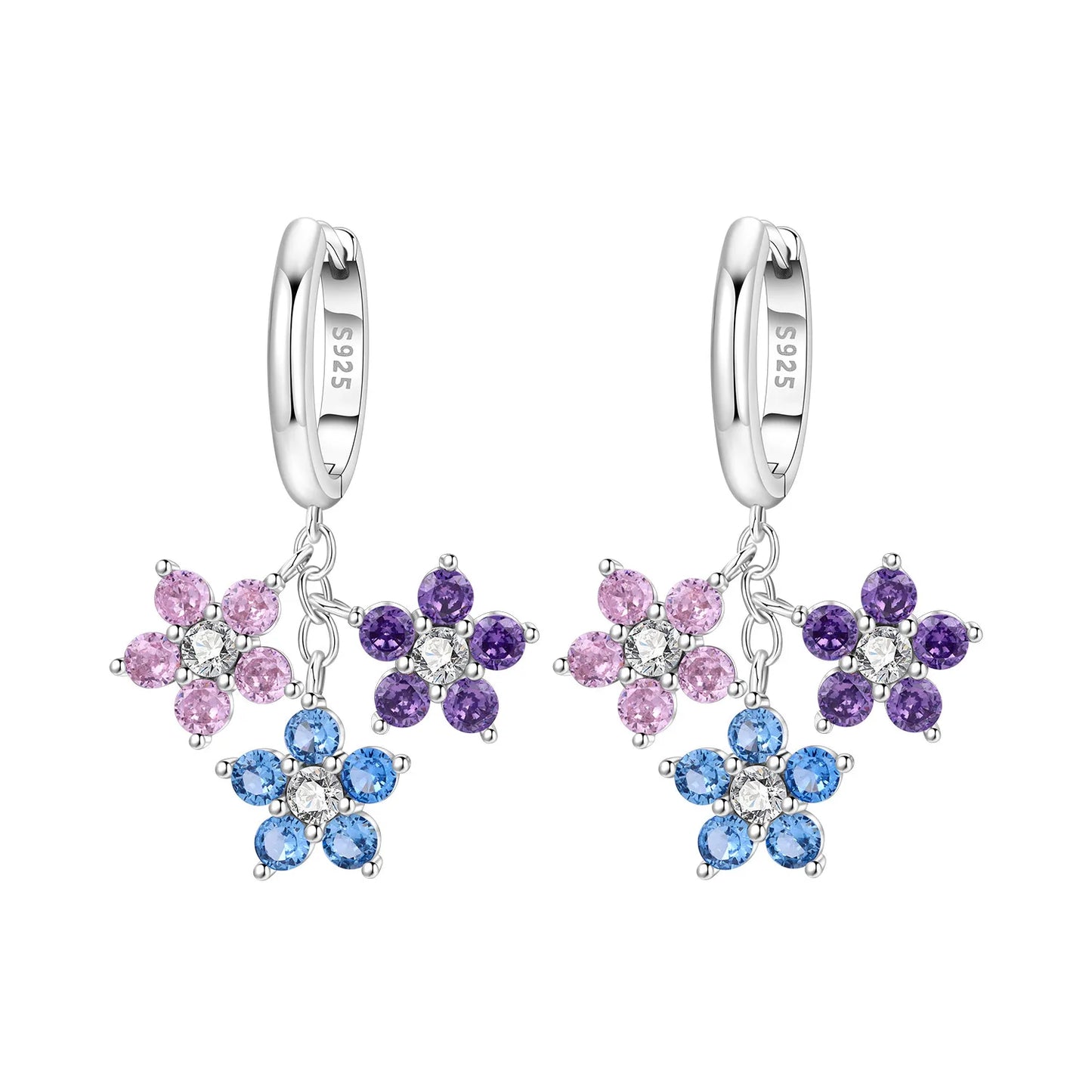 Original S925 Blue Iris Flower Earrings