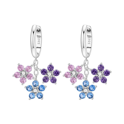 Original S925 Blue Iris Flower Earrings