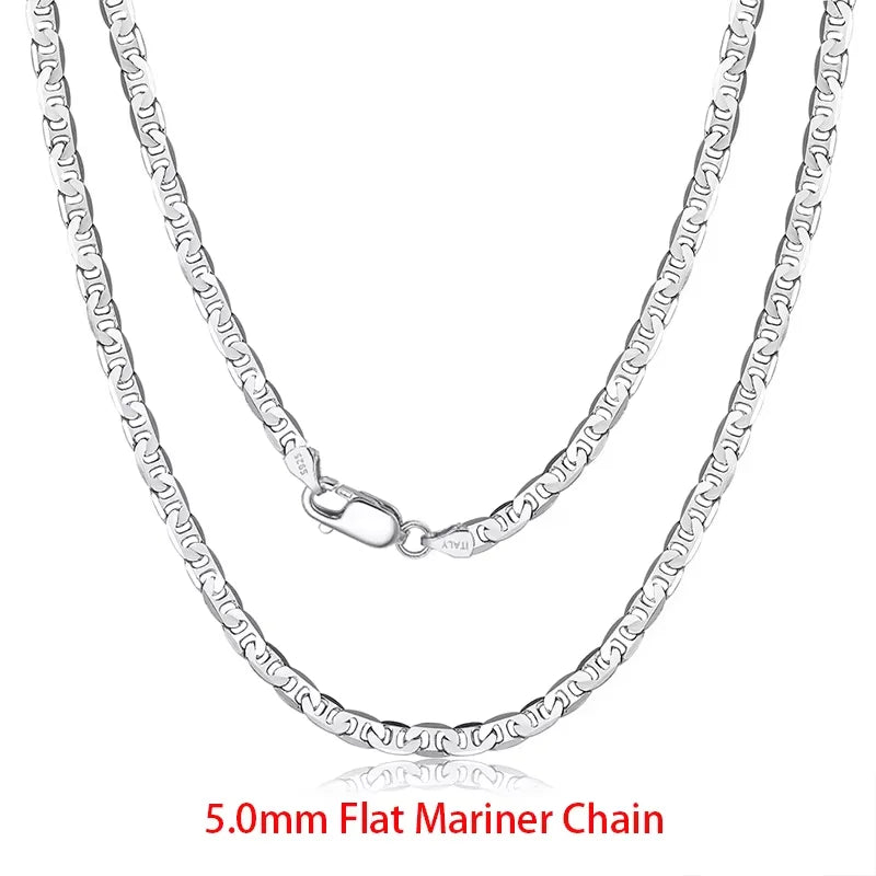 925 Sterling Silver Italian Flat Mariner Chain