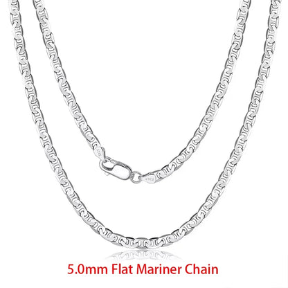 925 Sterling Silver Italian Flat Mariner Chain