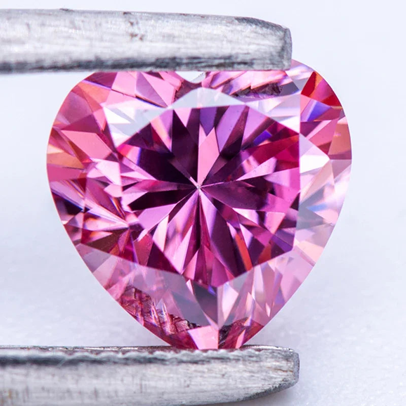 Moissanite Stone Heart Shape Pink Color VVS1 With Certificate