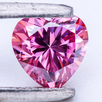 Moissanite Stone Heart Shape Pink Color VVS1 With Certificate