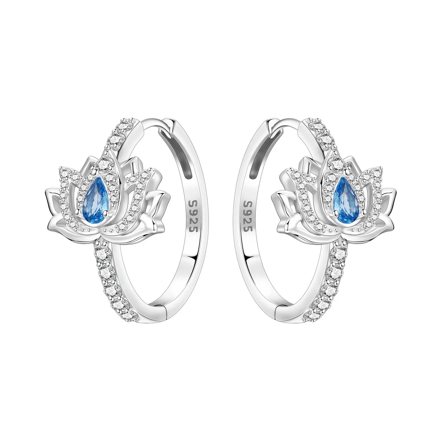 Original S925 Blue Iris Flower Earrings
