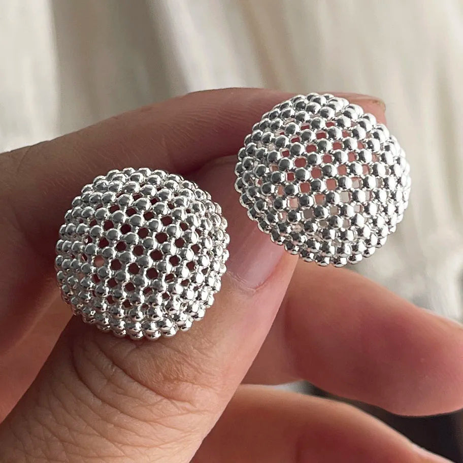 S925 Vintage Round Hollow Earring