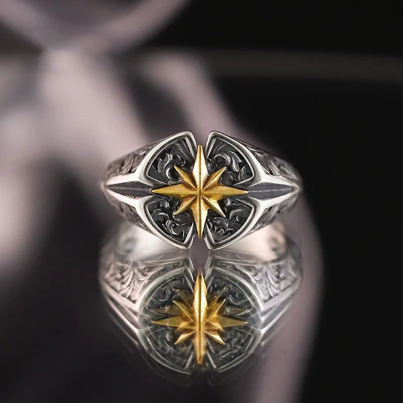 925 Sterling Silver Vintage North Star Ring