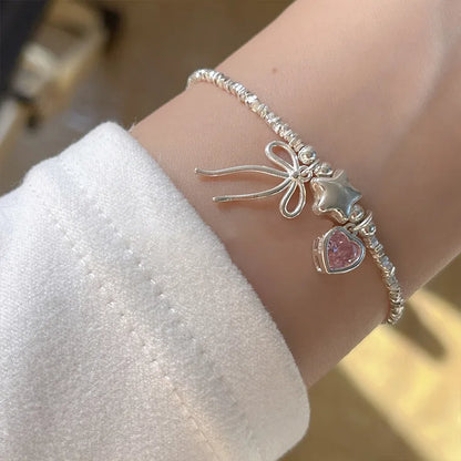 925 Sterling Silver Zircon Love Heart Bracelet