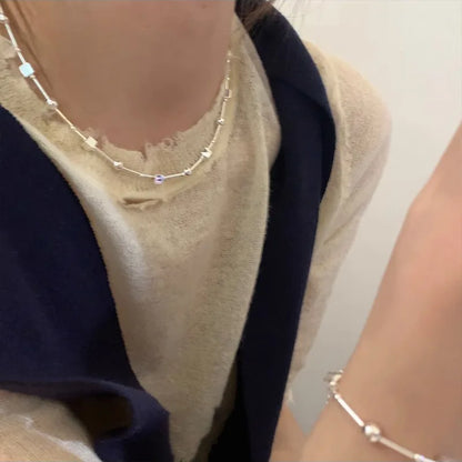 925 Sterling Silver Bead Geometry Necklace