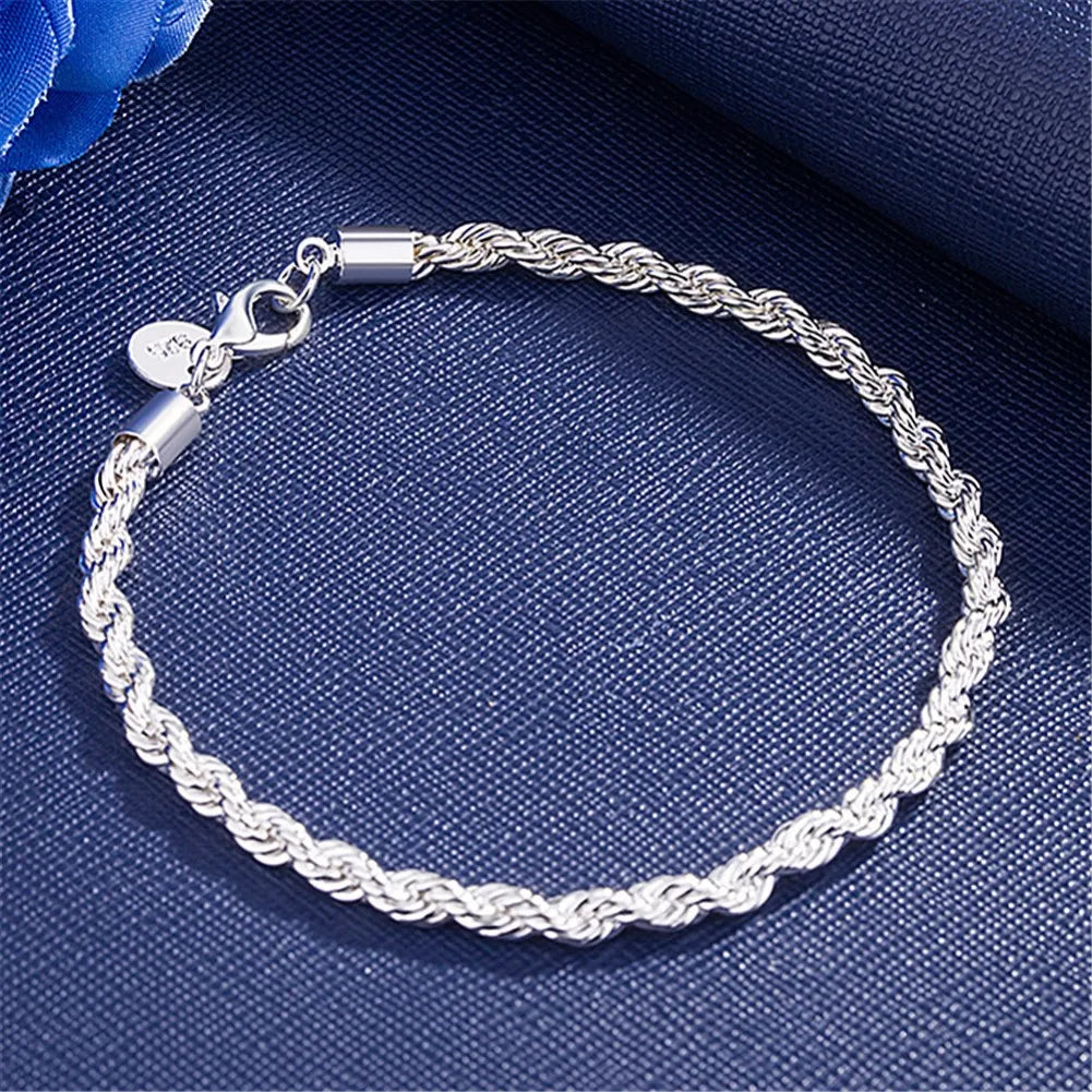 925 Sterling Silver Exquisite Solid Chain Bracelet