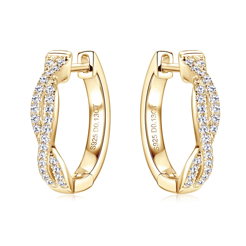 Twist Moissanite Hoop Earrings 925 Silver