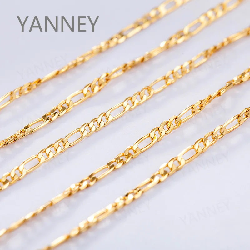4mm 925 Silver 18K Gold Figaro Necklace