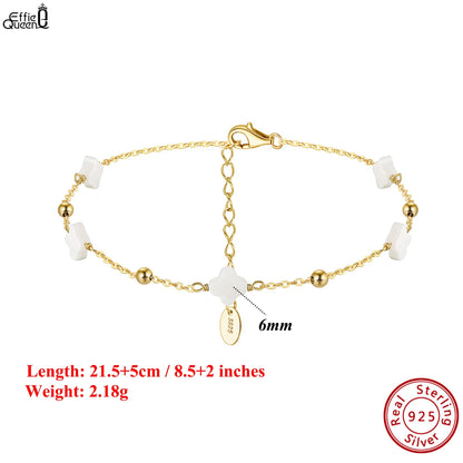 S925 Shell Anklet Four Leaf Clover