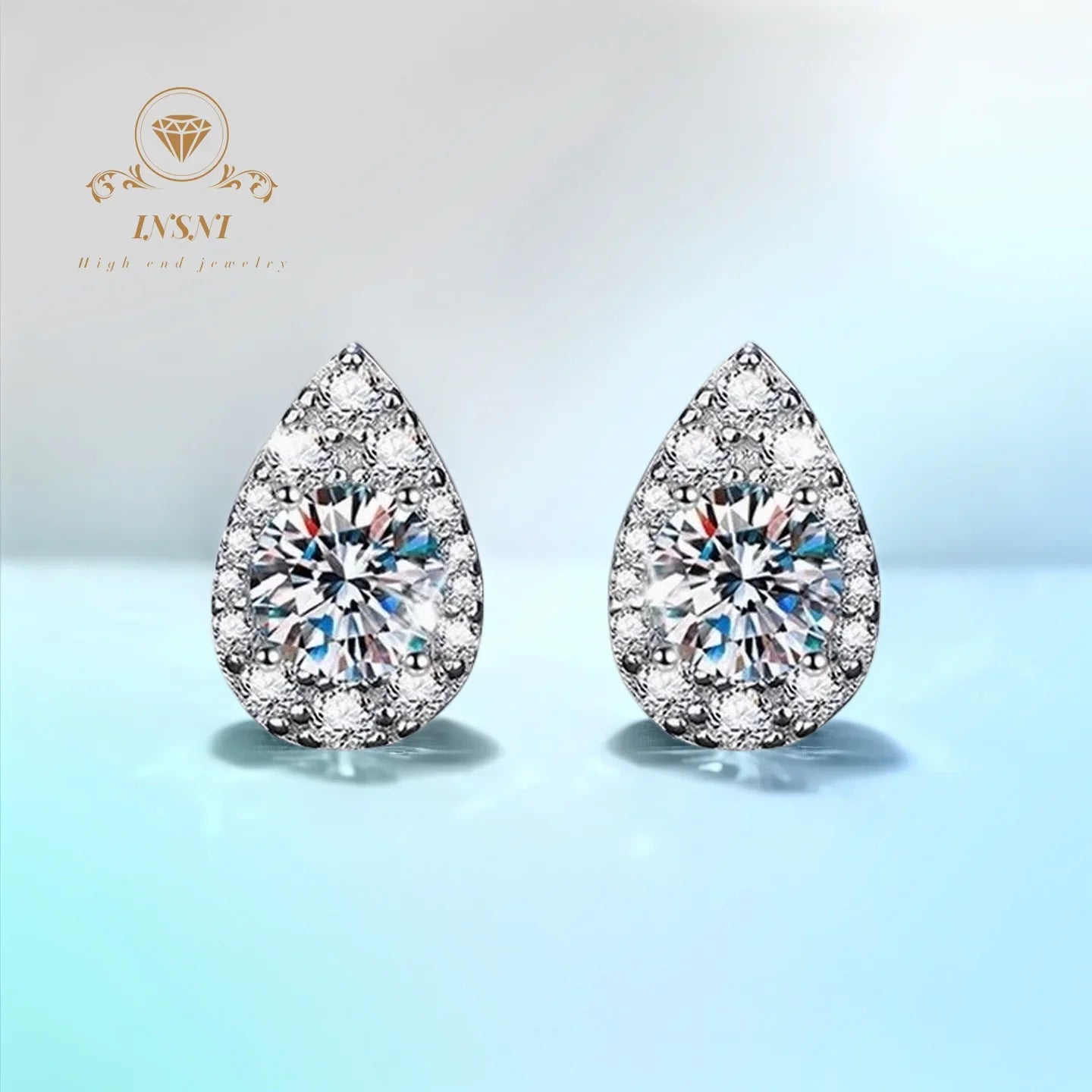 S925 1Ct D Color Pear Moissanite Earrings