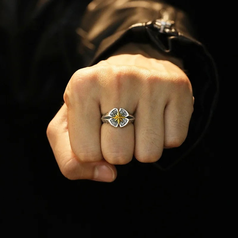 925 Sterling Silver Vintage North Star Ring