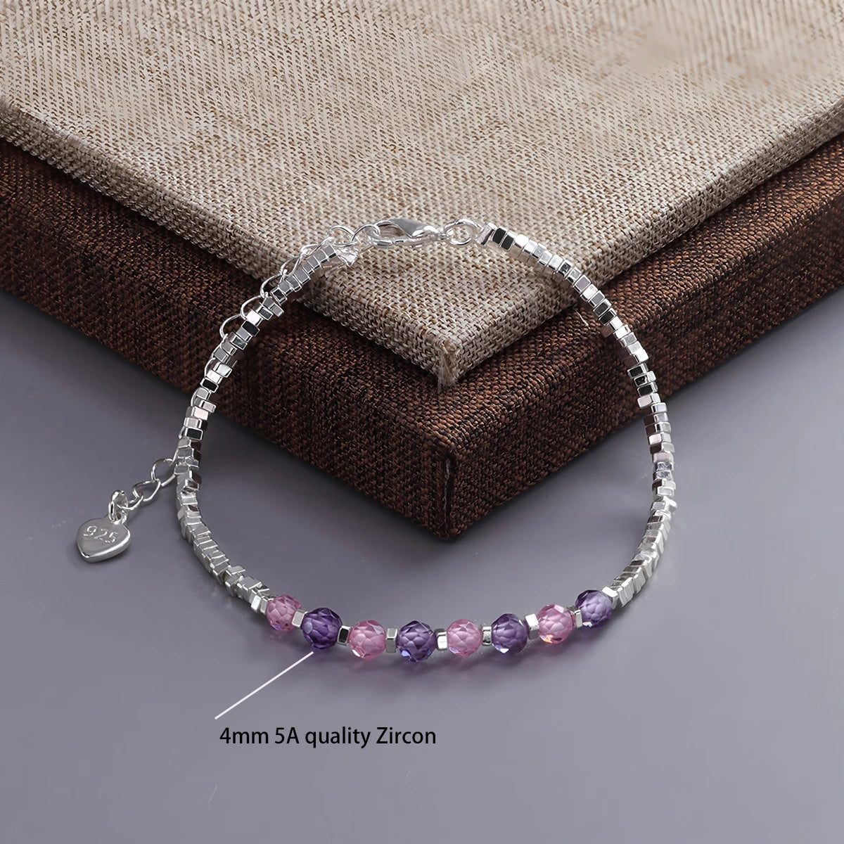 925 Sterling Silver Zircon Love Heart Bracelet