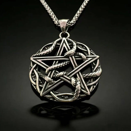 Pentagram Snake Entwined Mysterious Necklace