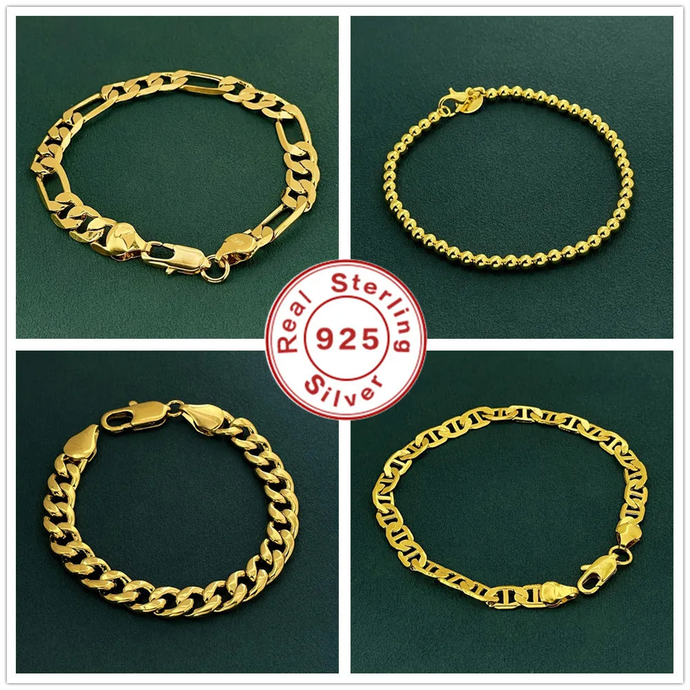 925 Sterling Silver Bracelet Plated with 18K Gold