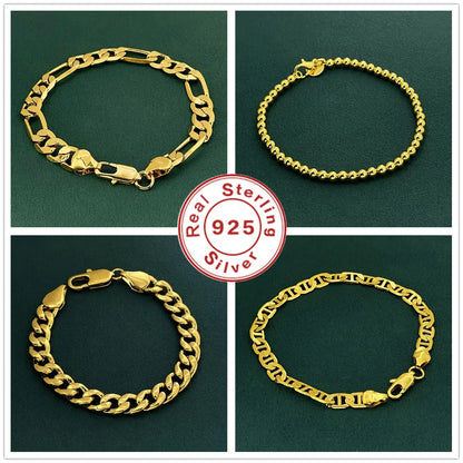 925 Sterling Silver Bracelet Plated with 18K Gold