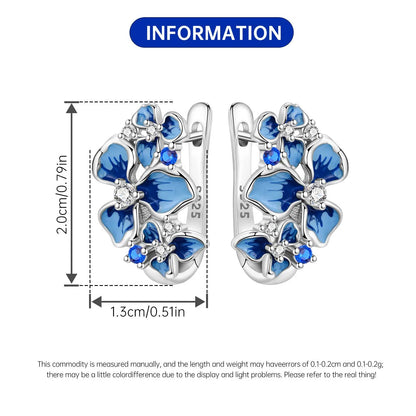 Original S925 Blue Iris Flower Earrings