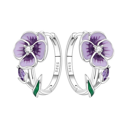 Original S925 Blue Iris Flower Earrings