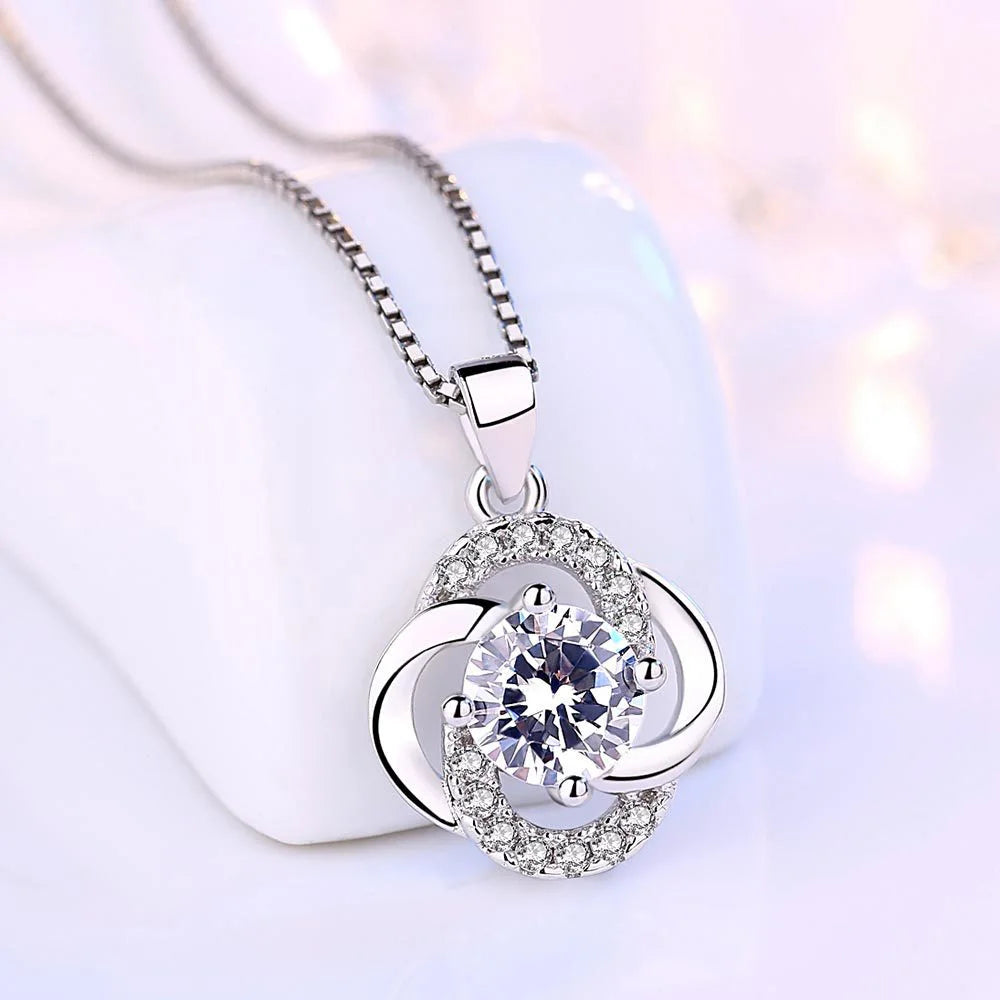 S925 Flower Amethyst Pendants Necklaces