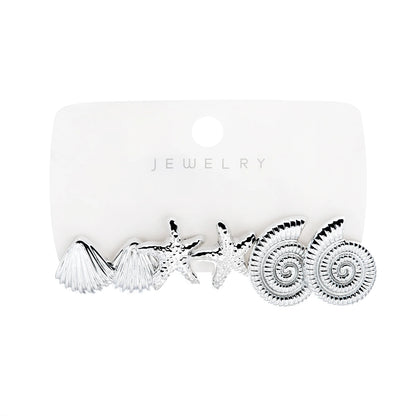 6pcs/Set Trendy Shell Starfish Stud Earrings
