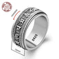 Rotatable S925 Sterling Silver Vintage Retro Stars Auspicious Cloud Couple Ring