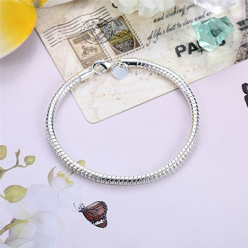 Sleek Sterling Silver Snake Chain Bracelet