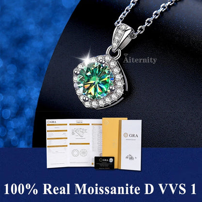 100% Moissanite Pendant Necklace D Colour