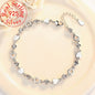 925 Sterling Silver Heart Shaped Necklace Bracelet Set