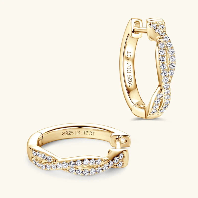 Twist Moissanite Hoop Earrings 925 Silver