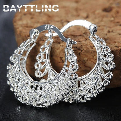 925 Sterling Silver Fine Hollow Round Hoop Earrings