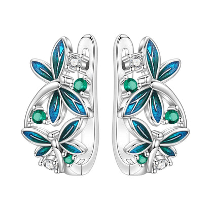 Original S925 Blue Iris Flower Earrings