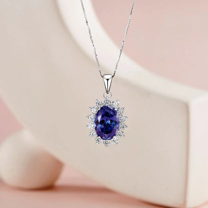 6.4 Ct Oval Shape Blue Zircon Pendant