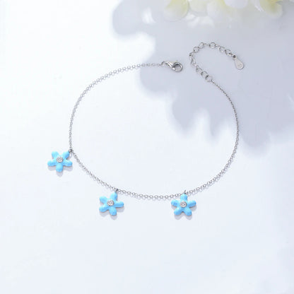 S925 CZ Cubic Zirconia Beach Enamel Starfish Anklet