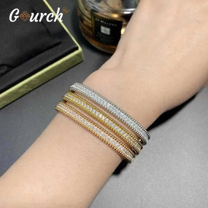 2mm Moissanite Bracelet in 925 Sterling Silver 18K Gold Plated