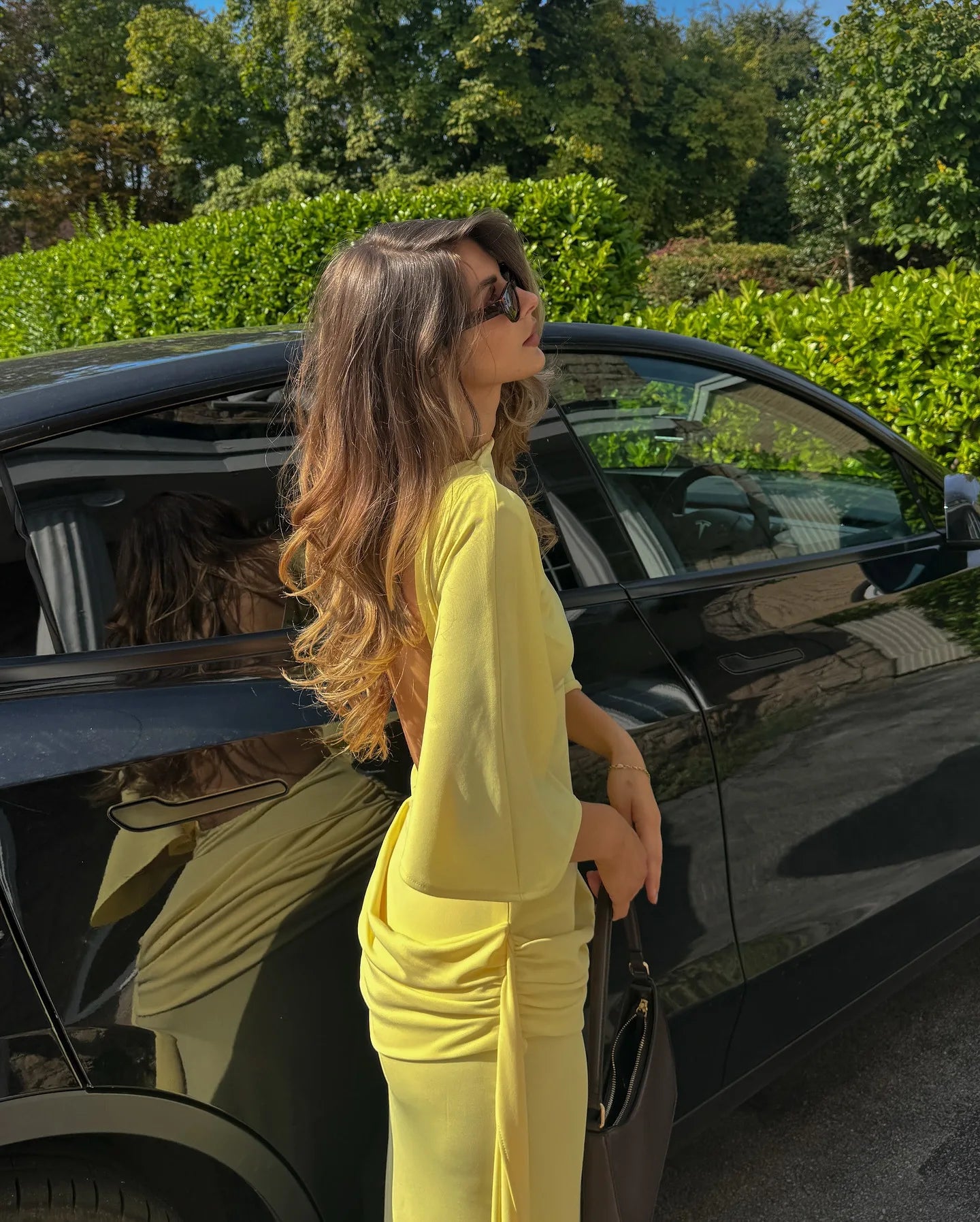 Elegant Yellow Backless Long Dress