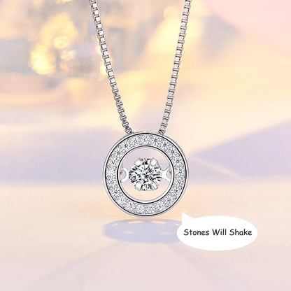 S925 Round Rotatable Zircon Pendant