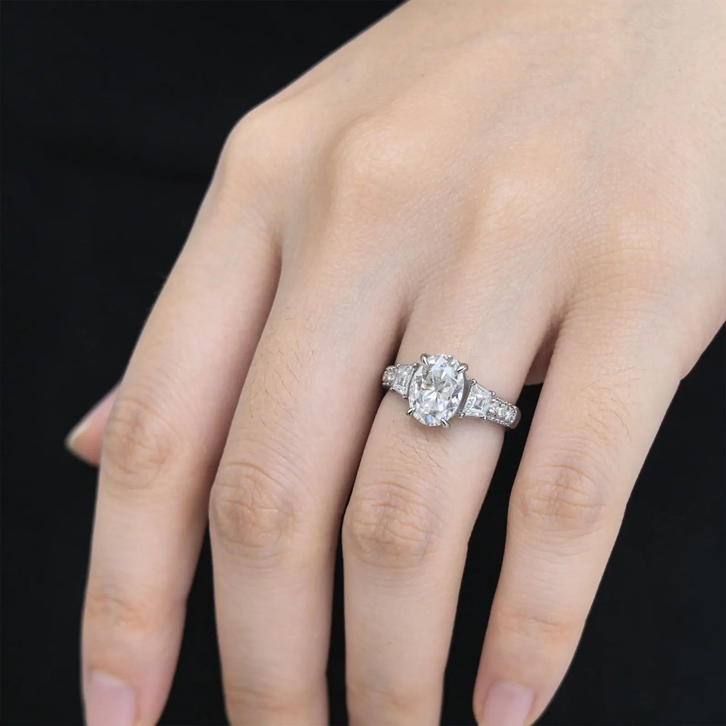 925 Sterling Silver GRA Certified Moissanite Rings