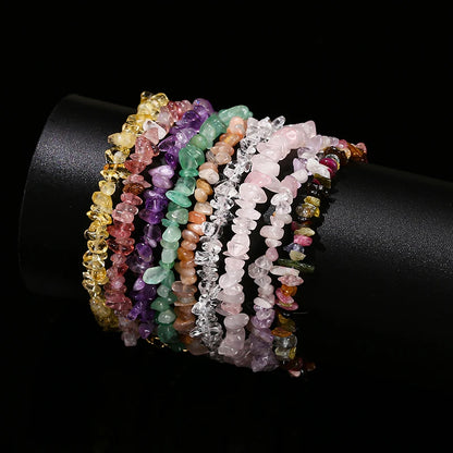 Amethyst Rock Quartz Crystal Stone Chip Bead Bracelet