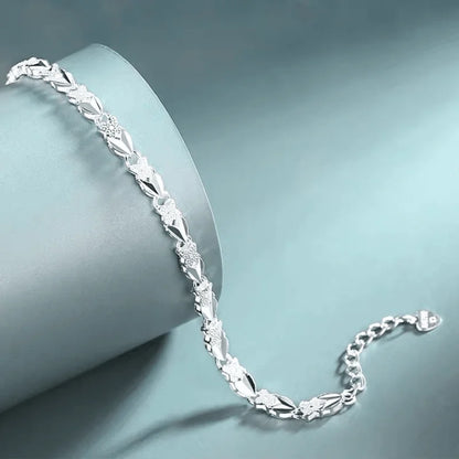 Fine 925 Sterling Silver Heart Lucky Clover Bracelets