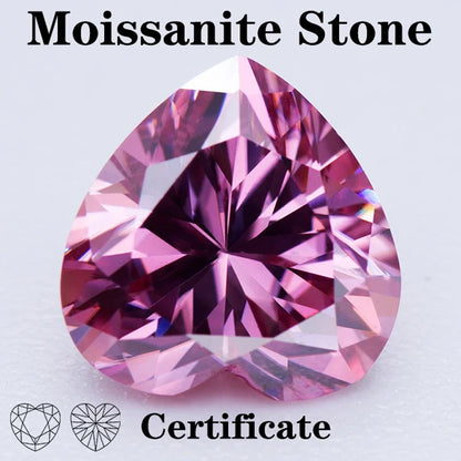Moissanite Stone Heart Shape Pink Color VVS1 With Certificate