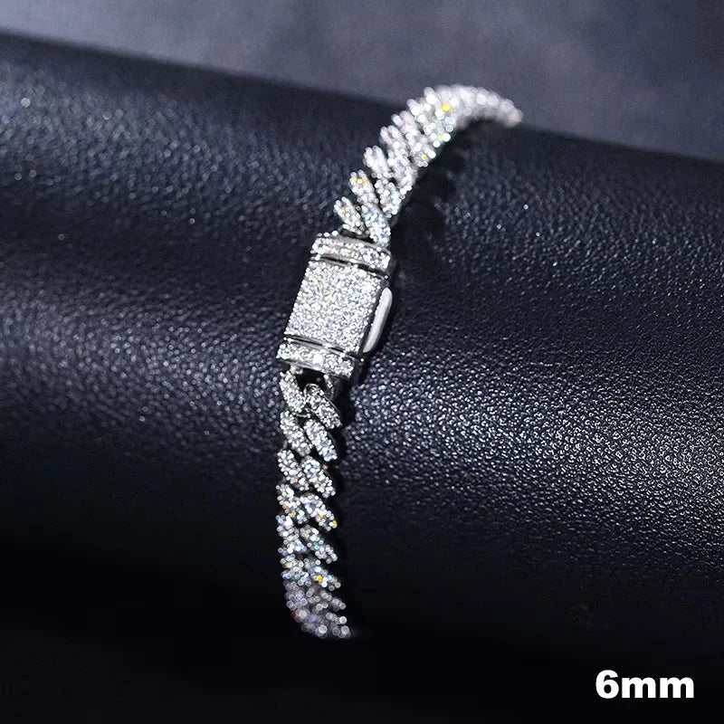 D VVS Moissanite Cuban Bracelet 925 Sterling Silver