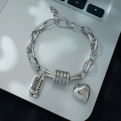 925 Sterling Silver Bracelets with Heart Charm