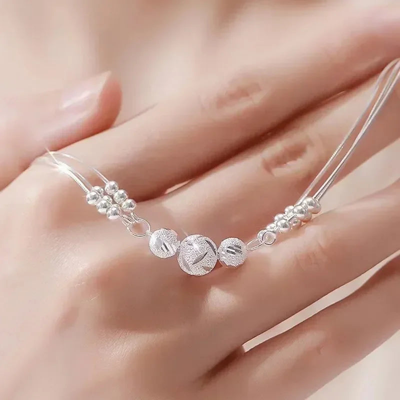 Fine 925 Sterling Silver Lucky Beads Bracelet