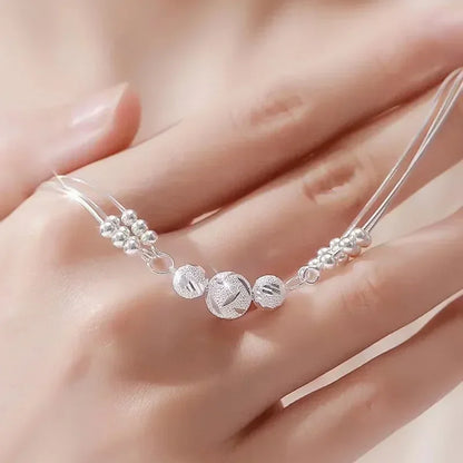 Fine 925 Sterling Silver Lucky Beads Bracelet