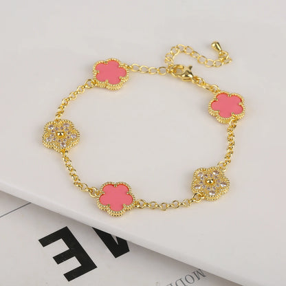 Five Leaf Petal Diamond Micro Set Necklace/Bracelet