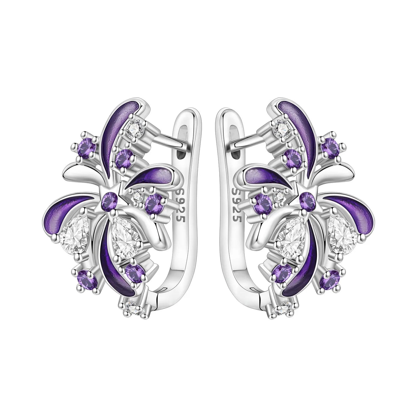 Original S925 Blue Iris Flower Earrings