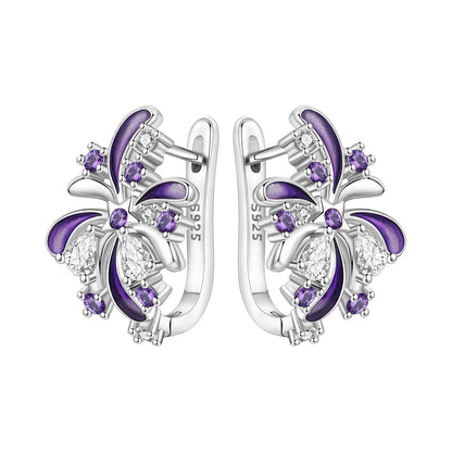 Original S925 Blue Iris Flower Earrings